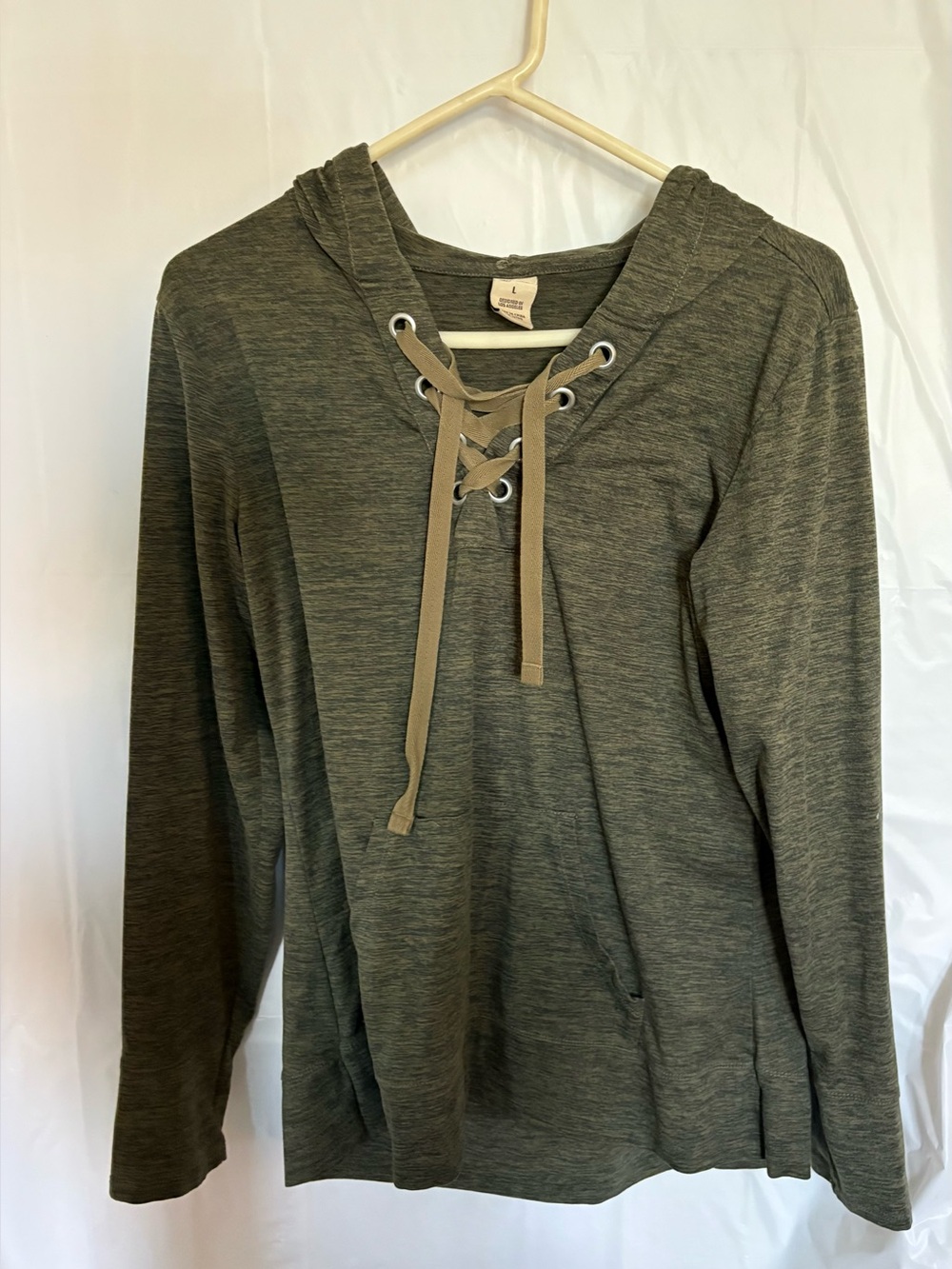 Balance Collection Olive Lace-Up Hooded Pullover